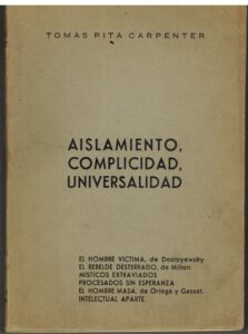 Portada AISLAMIENTO COMPLICIDAD UNIVERSALIDAD - TOMAS PITA CARPENTER - IMPRENTA SAP