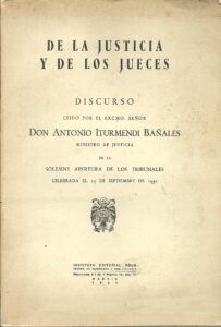 Portada DE LA JUSTICIA Y DE LOS JUECES - ANTONIO ITURMENDI BAÑALES - REUS