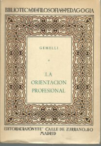 Portada LA ORIENTACION PROFESIONAL - FR. AGUSTIN  GEMELLI - RAZON Y FE