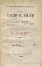 Portada LA REFORMA DEL DERECHO - M C PIEPERS - LA ESPAÑA MODERNA