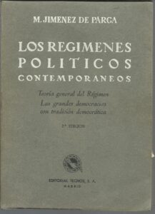Portada LOS REGIMENES POLITICOS CONTEMPORANEOS - M. JIMENEZ DE PARGA - TECNOS