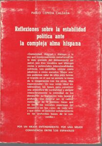 Portada REFLEXIONES SOBRE LA ESTABILIDAD POLITICA ANTE LA COMPLEJA ALMA HISPANA - PABLO CEPEDA CALZADA - FOMENTO DE CULTURA