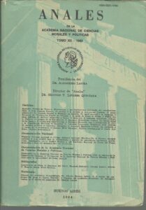 Portada ANALES DE LA ACADEMIA NACIONAL DE CC MORALES Y POLITICAS T. XII - VARIOS AUTORES - BUENOS AIRES
