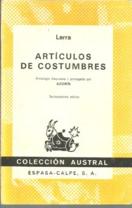 Portada ARTICULOS DE COSTUMBRES - MARIANO JOSE DE LARRA - ESPASA CALPE