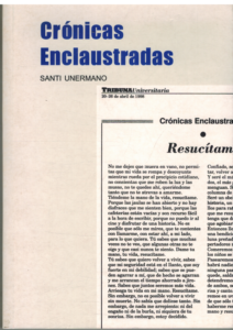 Portada CRONICAS ENCLAUSTRADAS - SANTI UNERMANO - SALAMANCA