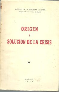 Portada ORIGEN Y SOLUCION DE LA CRISIS - MANUEL DE LA HERMIDA LINARES -