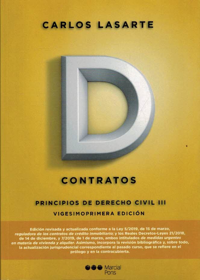 Portada CONTRATOS. PRINCIPIOS DE DERECHO CIVIL III - CARLOS LASARTE ALVAREZ - MRCHAMBERI